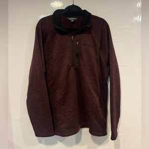Eddie Bauer Men's Burgundy Zip-Up Sweater